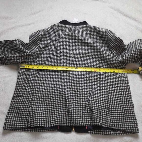 New XS XL J.Crew Houndstooth bomber wool jacket in black & ivory - Picture 6 of 8